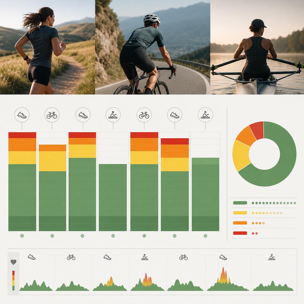 Weekly endurance training distribution with most time at low intensity.
