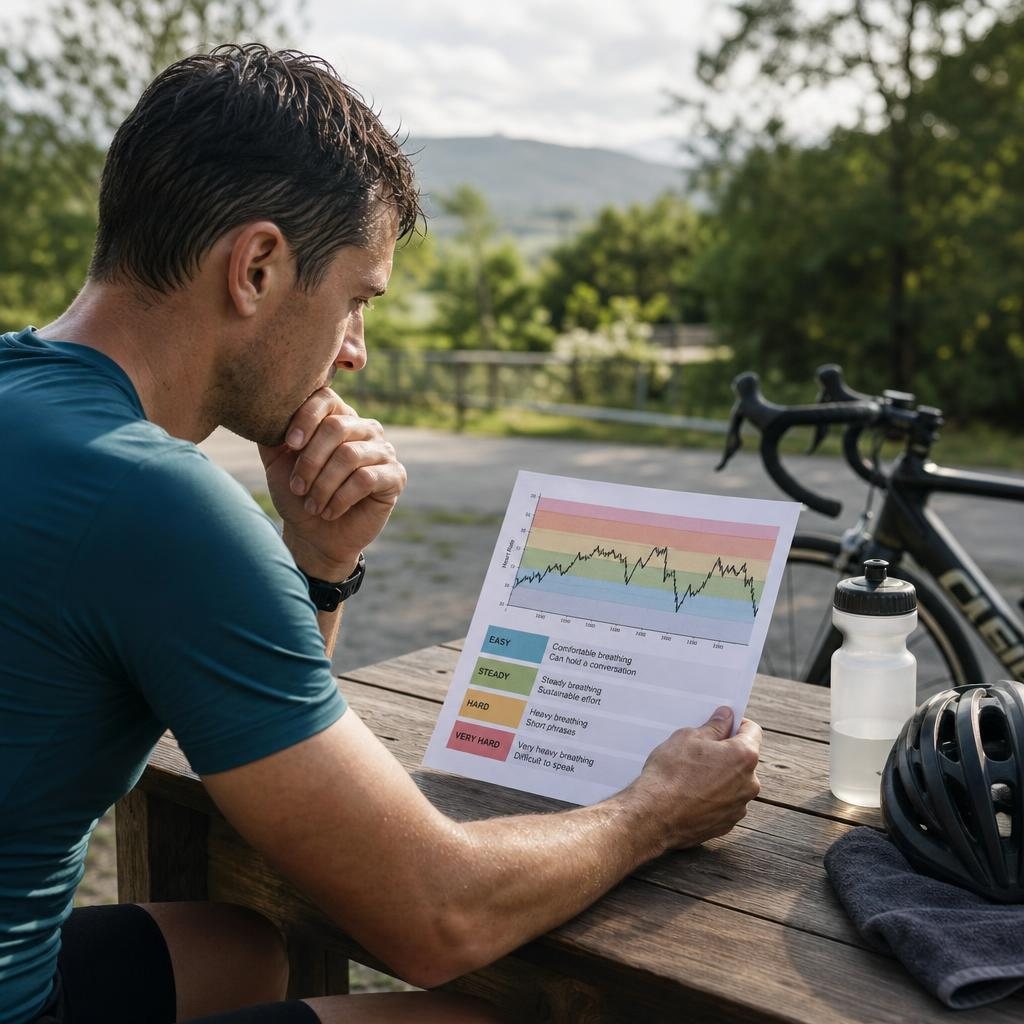 Athlete comparing heart rate zones with perceived effort after a workout